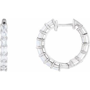 14K White Gold 3 CTW Lab-Grown Diamond Inside-Outside 21.2 mm Hoop Earrings
