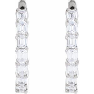 14K White Gold 3 CTW Lab-Grown Diamond Inside-Outside 21.2 mm Hoop Earrings