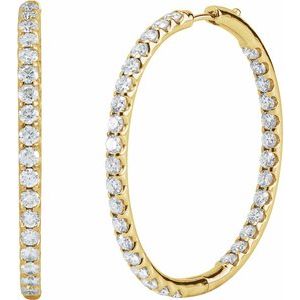 14K Yellow Gold 5 1/8 CTW Natural Diamond Inside-Outside Hinged 42.8 mm Hoop Earrings