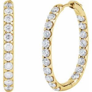 14K Yellow Gold 3 CTW Natural Diamond Inside-Outside Hinged 28.3 mm Hoop Earrings