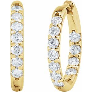 14K Yellow Gold 1 1/8 CTW Natural Diamond Inside-Outside Hinged 18.5 mm Hoop Earrings