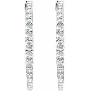 14K White Gold 1 1/3 CTW Natural Diamond 30 mm Hoop Earrings