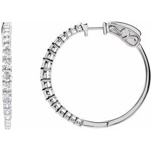 14K White Gold 1 1/3 CTW Lab-Grown Diamond  30 mm Hoop Earrings