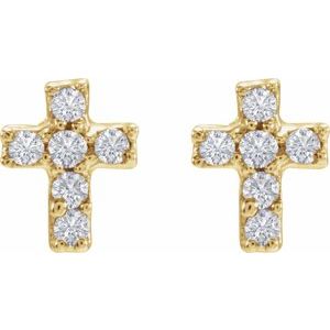 14K Yellow Gold .02 CTW Natural Diamond Cross InvernessÂ® Piercing Stud Earrings