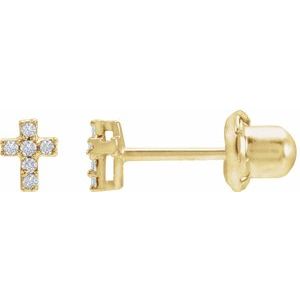 14K Yellow Gold .02 CTW Natural Diamond Cross InvernessÂ® Piercing Stud Earrings