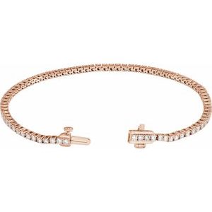 14K Rose Gold 2 CTW Lab-Grown Diamond Line 7" Bracelet