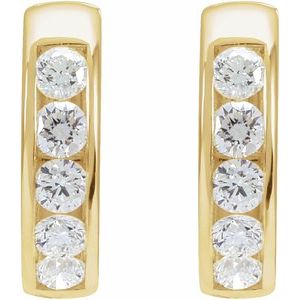 14K Yellow Gold 5/8 CTW Lab-Grown Diamond 14 mm Hinged Hoop Earrings