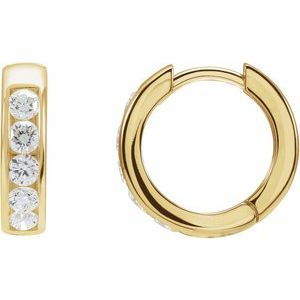 14K Yellow Gold 5/8 CTW Lab-Grown Diamond 14 mm Hinged Hoop Earrings