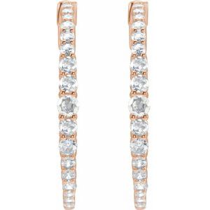 14K Rose Gold 1 1/3 CTW Lab-Grown Diamond 30 mm Hoop Earrings