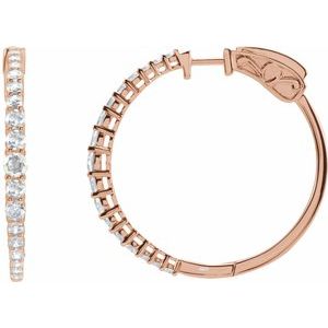 14K Rose Gold 1 1/3 CTW Lab-Grown Diamond 30 mm Hoop Earrings