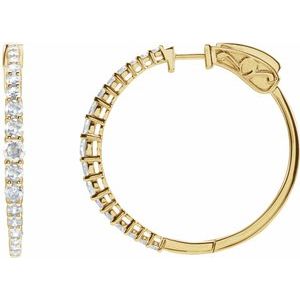 14K Yellow Gold 1 1/3 CTW Natural Diamond 30 mm Hoop Earrings