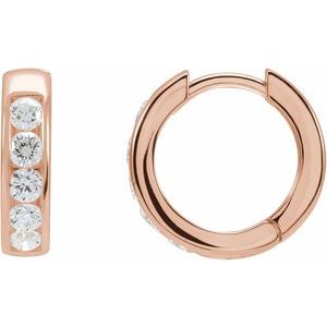 14K Rose Gold 5/8 CTW Lab-Grown Diamond 14 mm Hinged Hoop Earrings