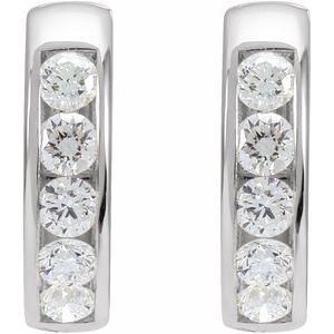 Platinum 5/8 CTW Natural Diamond 14 mm Hinged Hoop Earrings