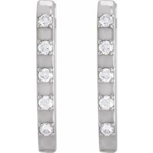 Sterling Silver 1/8 CTW Natural Diamond 17.25 mm Hoop Earrings
