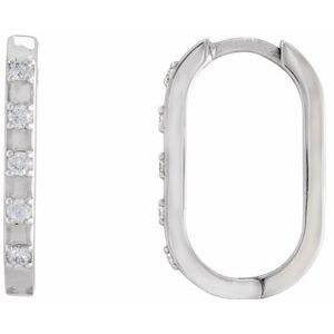 Platinum 1/8 CTW Natural Diamond 17.25 mm Hoop Earrings