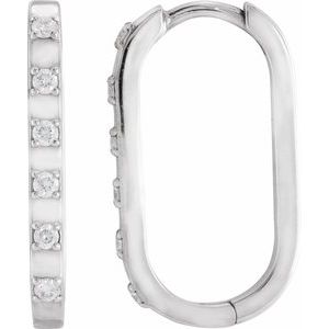 Sterling Silver 1/6 CTW Natural Diamond 19.5 mm Hoop Earrings