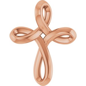 14K Rose Gold Freeform Cross Pendant