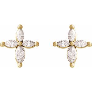 14K Yellow Gold 1/3 CTW Natural Diamond Cross Earrings