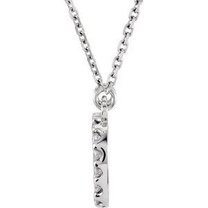 14K White Gold 1/8 CTW Natural Diamond Initial D 16" Necklace