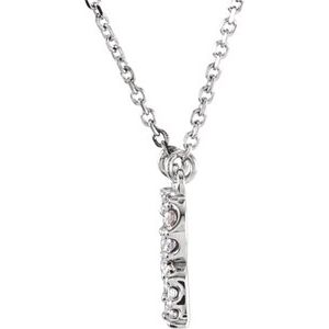 14K White Gold 1/8 CTW Natural Diamond Initial R 16" Necklace