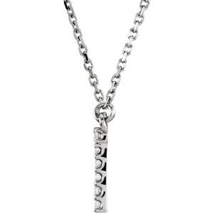14K White Gold 1/10 CTW Natural Diamond Initial T 16" Necklace