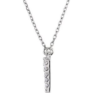 14K White Gold 1/10 CTW Natural Diamond Initial V 16" Necklace