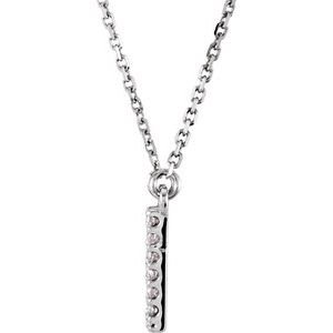 14K White Gold 1/8 CTW Natural Diamond Initial W 16" Necklace