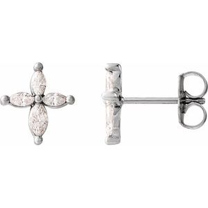 Platinum 1/3 CTW Natural Diamond Cross Earrings