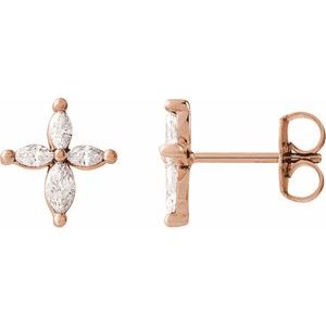 14K Rose Gold 1/3 CTW Natural Diamond Cross Earrings