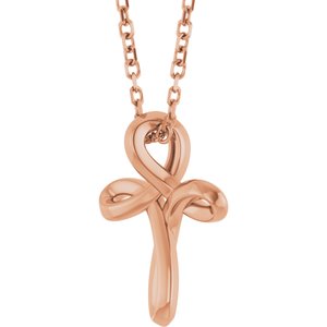 14K Rose Gold Freeform Cross 16-18" Necklace