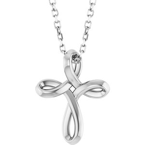 Platinum Freeform Cross 16-18" Necklace