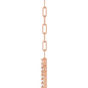 14K Rose Gold .06 CTW Natural Diamond Sideways Cross 18" Necklace