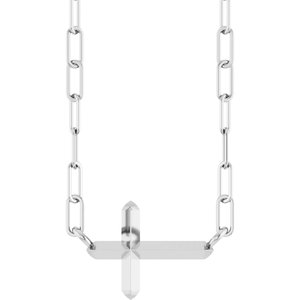 14K White Gold Sideways Cross 18" Necklace