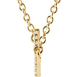 14K Yellow Gold 1/10 CTW Natural Diamond Sideways Cross 16-18" Necklace