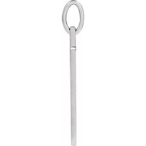 14K White Gold Cross Dog Tag Pendant