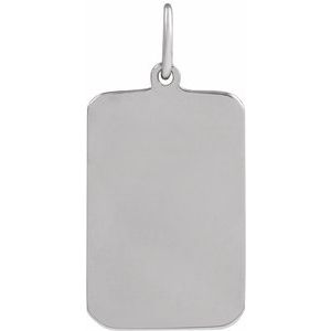 14K White Gold Cross Dog Tag Pendant