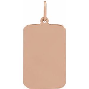 14K Rose Gold Cross Dog Tag Pendant