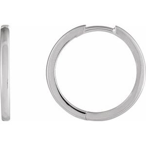 14K White Gold Hinged 18 mm Hoop Earrings