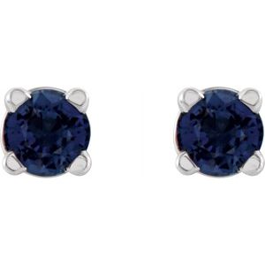14K White Gold 2.5 mm Lab-Grown Blue Sapphire Earrings