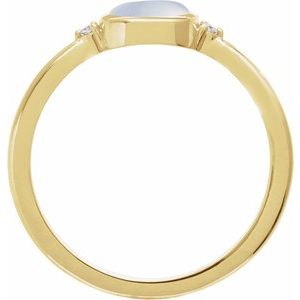14K Yellow Gold Natural Rainbow Moonstone & .03 CTW Natural Diamond Ring