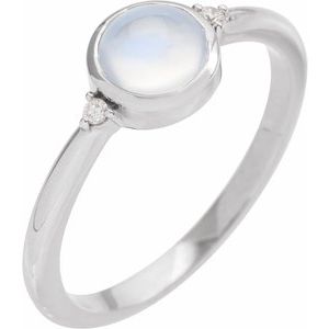 Platinum Natural Rainbow Moonstone & .03 CTW Natural Diamond Ring
