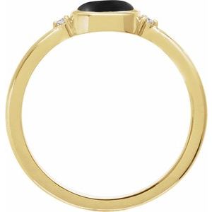 14K Yellow Gold 6 mm Round Natural Black Onyx & .03 CTW Natural Diamond Ring