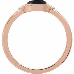 14K Rose Gold 8 mm Round Natural Black Onyx & .03 CTW Natural Diamond Ring