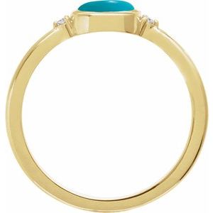 14K Yellow Gold Natural Turquoise & .03 CTW Natural Diamond Ring