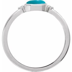 14K White Gold Natural Turquoise & .03 CTW Natural Diamond Ring