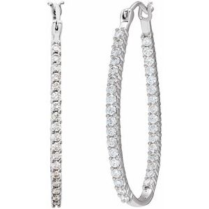 14K White Gold 1/2 CTW Natural Diamond Inside-Outside Hoop Earring