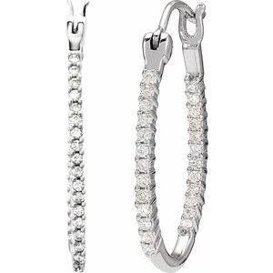 14K White Gold 1/2 CTW Natural Diamond Inside-Outside Hoop Earrings