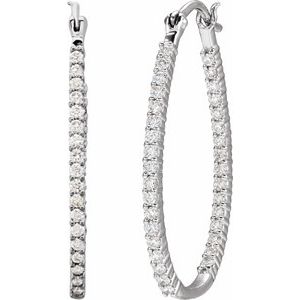 Platinum 1/4 CTW Natural Diamond Inside-Outside Hoop Earrings