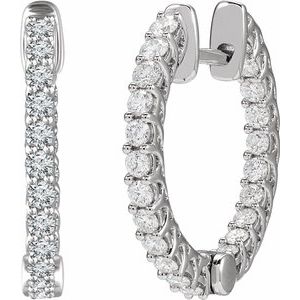 14K White Gold 1 CTW Natural Diamond Inside-Outside 20.1 mm Hoop Earrings
