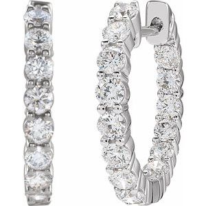 14K White Gold 2 CTW Lab-Grown Diamond Inside-Outside Hinged 20 mm Hoop Earrings